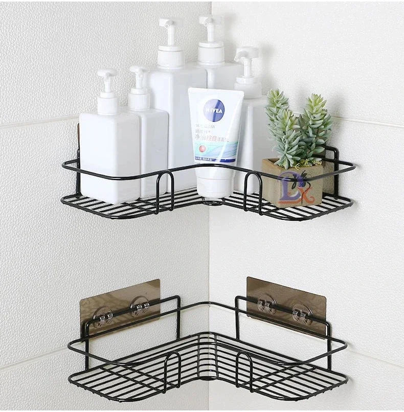 Wall Mounted Bathroom Corner Shelf – Iron Shower Storage Rack & Organizer