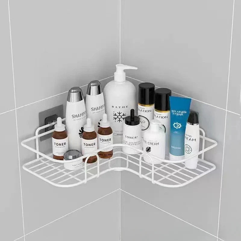 Wall Mounted Bathroom Corner Shelf – Iron Shower Storage Rack & Organizer