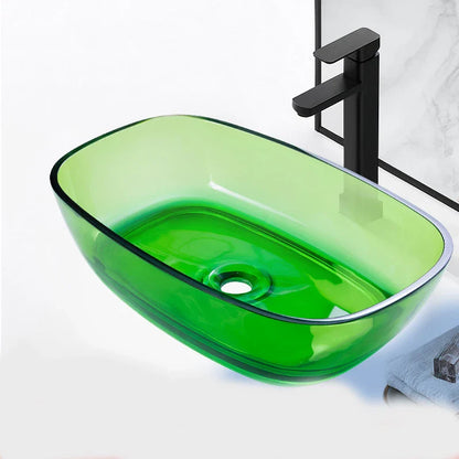 Colorful Rectangular Resin Vessel Sink – Countertop Bathroom Basin (9077)