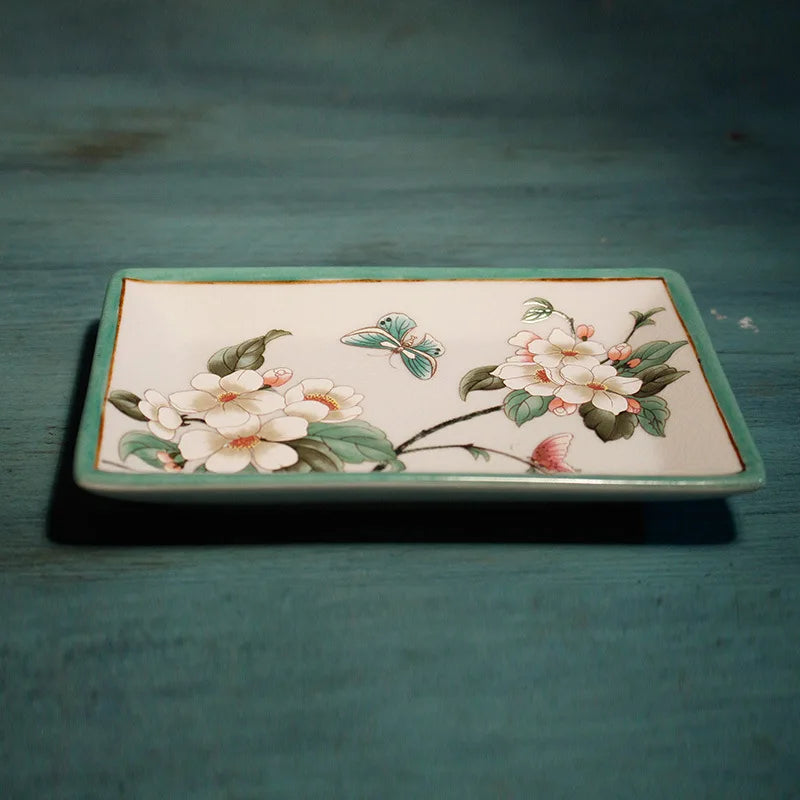 Floral Ceramic Bathroom Set – Toothbrush Holder, Cup & Lotion Bottle