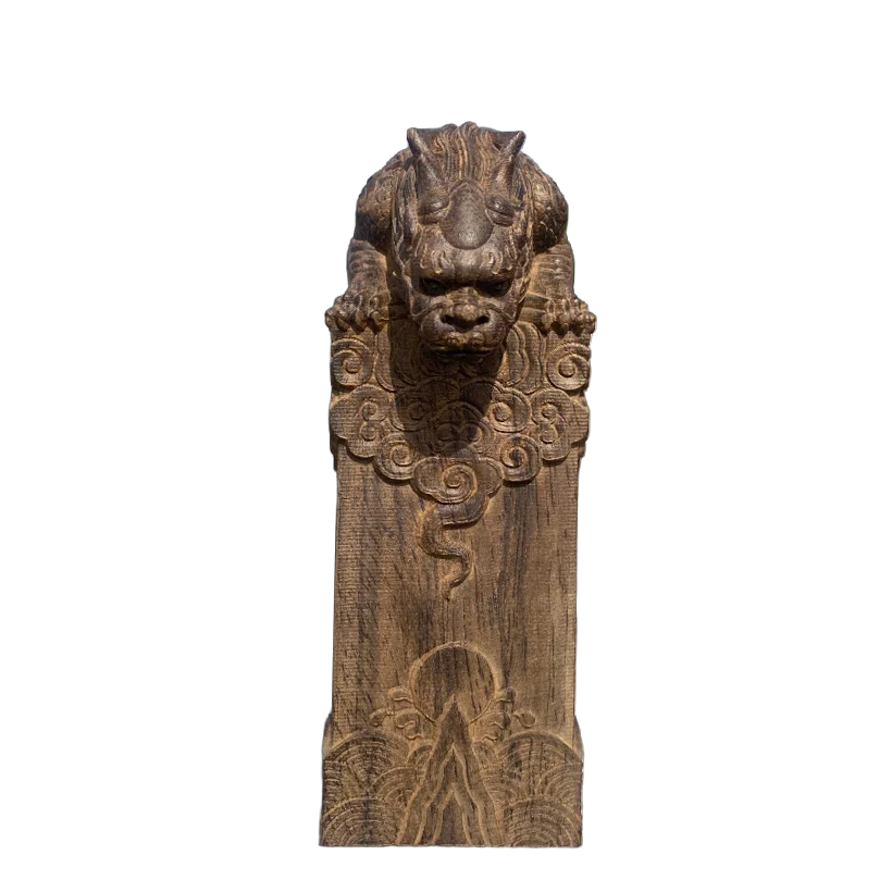 Hand-Carved Mythical Beast – Wooden Vietnamese Wealth Figurine