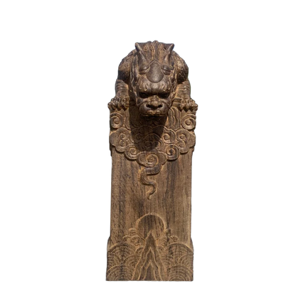 Hand-Carved Mythical Beast – Wooden Vietnamese Wealth Figurine