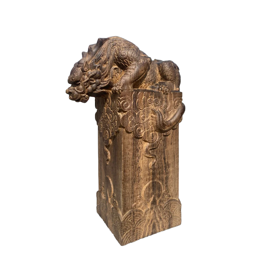 Hand-Carved Mythical Beast – Wooden Vietnamese Wealth Figurine