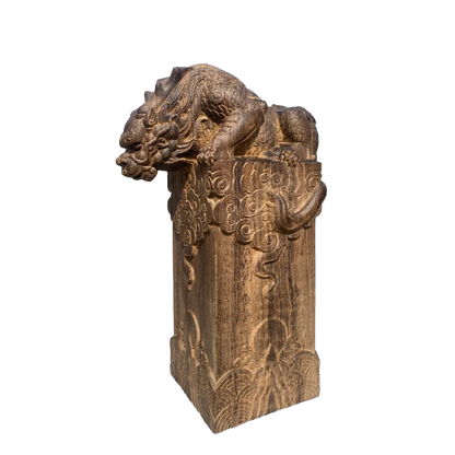 Hand-Carved Mythical Beast – Wooden Vietnamese Wealth Figurine