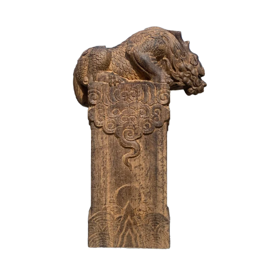 Hand-Carved Mythical Beast – Wooden Vietnamese Wealth Figurine