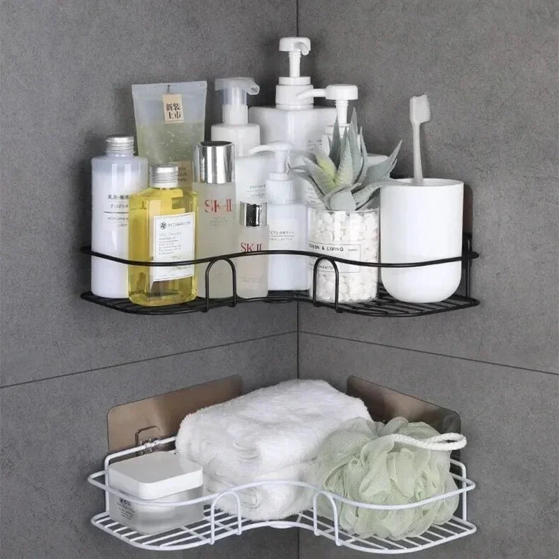 Wall Mounted Bathroom Corner Shelf – Iron Shower Storage Rack & Organizer