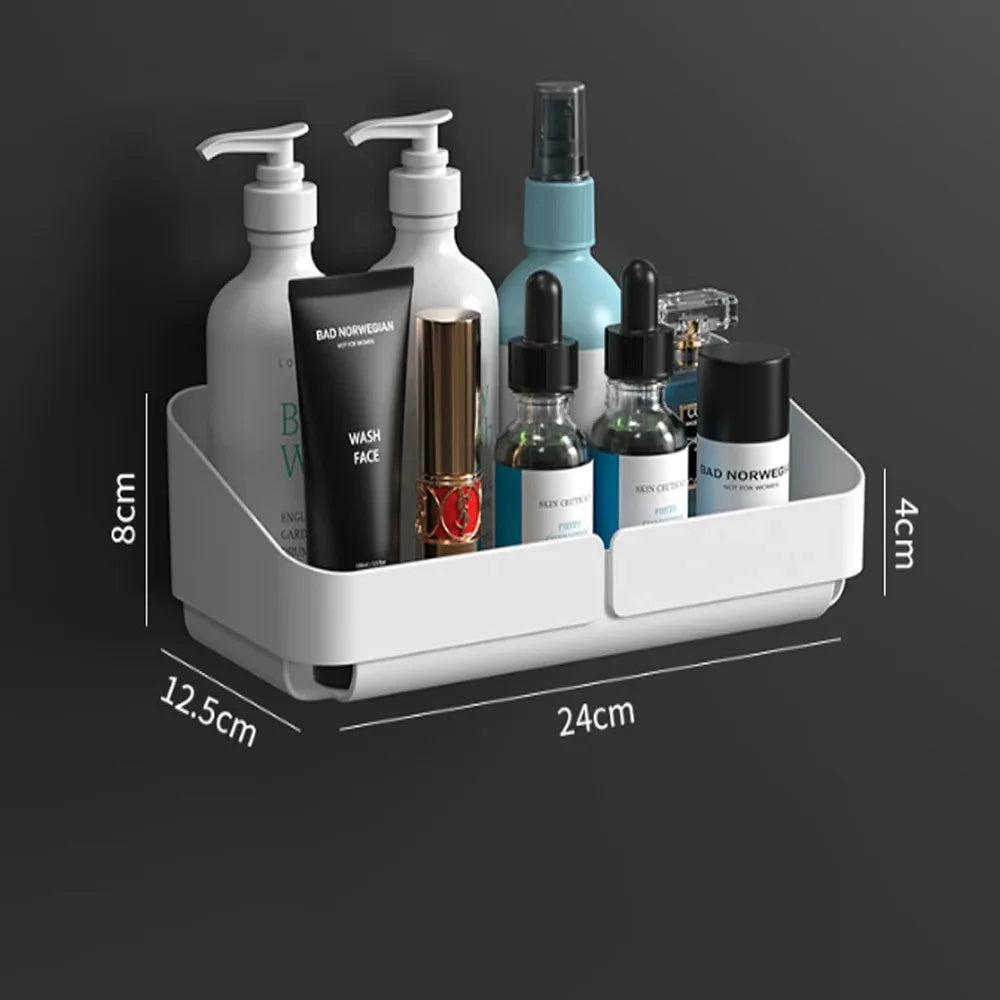 No-Drill Bathroom & Kitchen Wall Shelf – Makeup, Spice & Shower Organizer