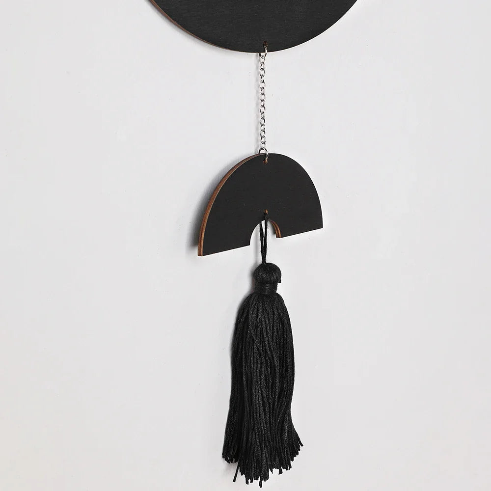 Boho Black Wood Dream Catcher – Macrame Wall Hanging & Rustic Bedroom Decor