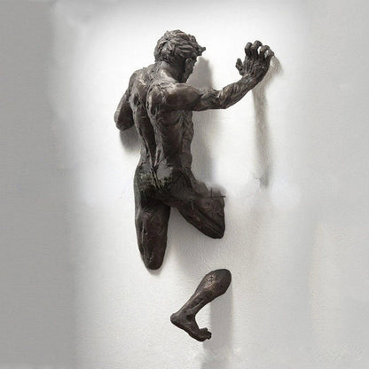 Wall Man Sculpture – Modern Resin Wall Art for Home & Living Room