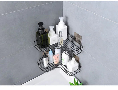 Wall Mounted Bathroom Corner Shelf – Iron Shower Storage Rack & Organizer